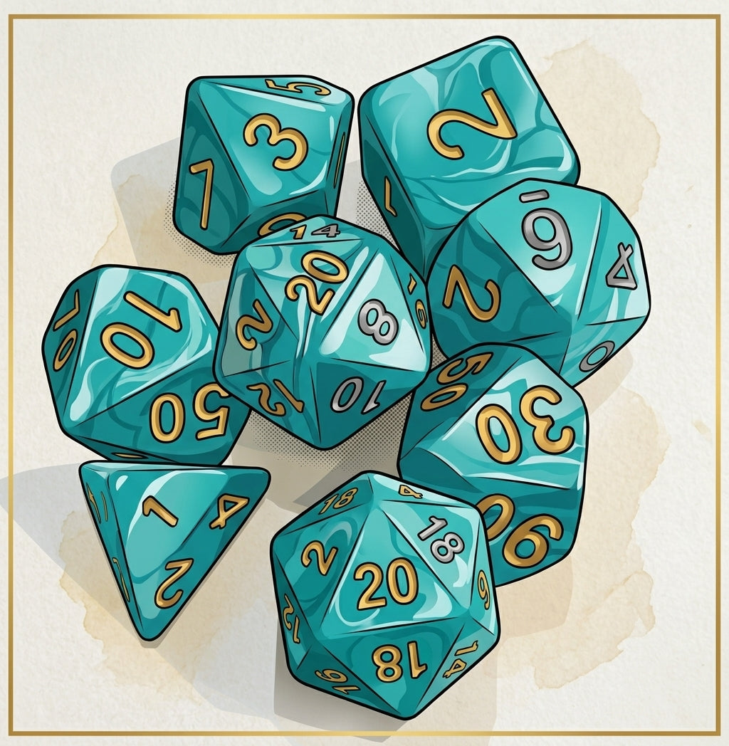 Set de Dados de rol de resina efecto jade