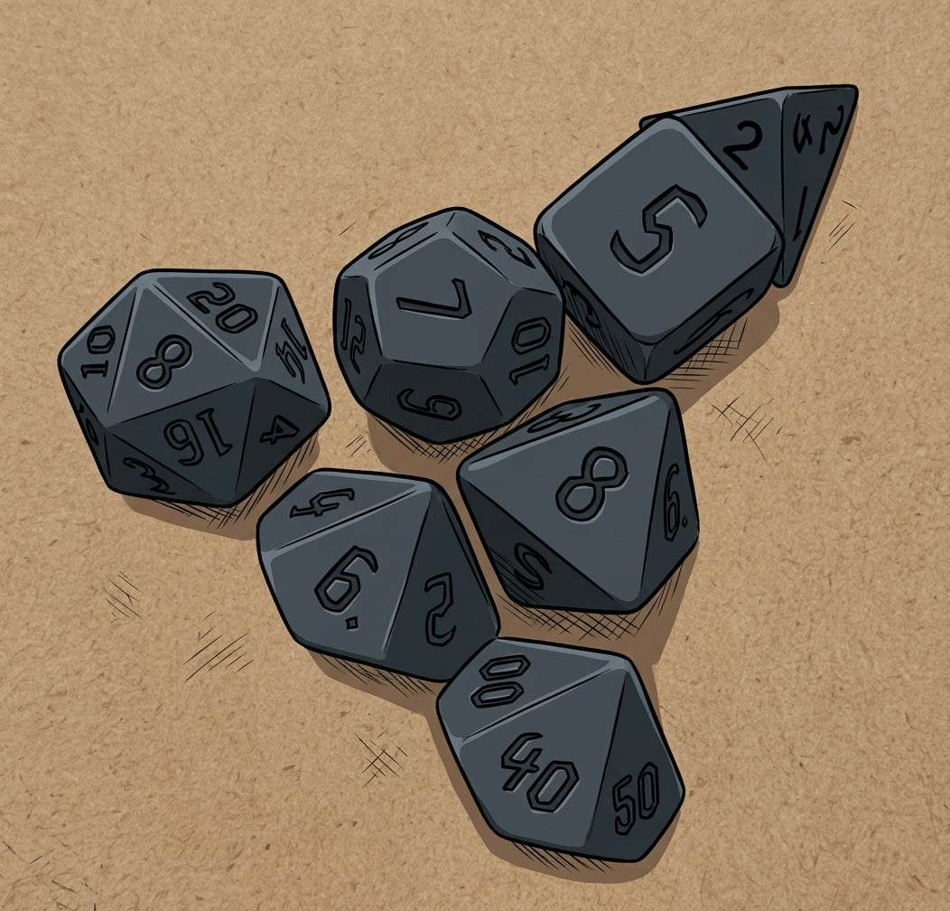 Set de Dados de Rol de resina en color Negro Mate Puro